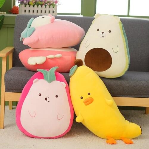New Cute Plush Fruit Animals Pig Toy Simulation Sleeping Pillow Stuffed Bear Animal Toy Christmas Gift For Kids Kawaii Present