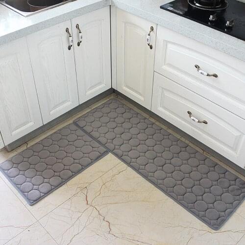 Solid Coral Velvet Kitchen Mat Anti-Slip Bathroom Carpet Absorb Water Kitchen Rug Home Entrance/Hallway Doormat Soft Balcony Rug