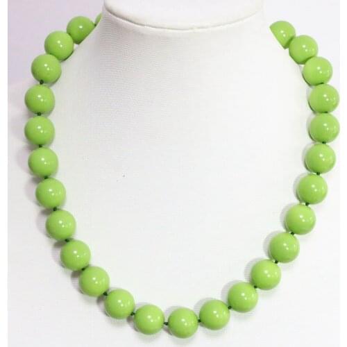 High Grade Green Baking Paint Glass Chain Necklace Round Beads 8,10,12mm Elegant Factory Price Fashion Fine Jewelry 18inch B1468