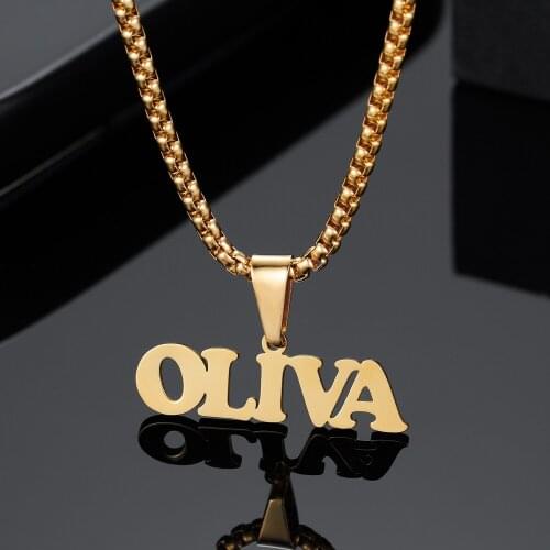 Custom Name Necklaces For Women Personalized Chain Nameplate Charm Pendant Men Jewelry 18K Gold-plated Stainless Steel Not fade