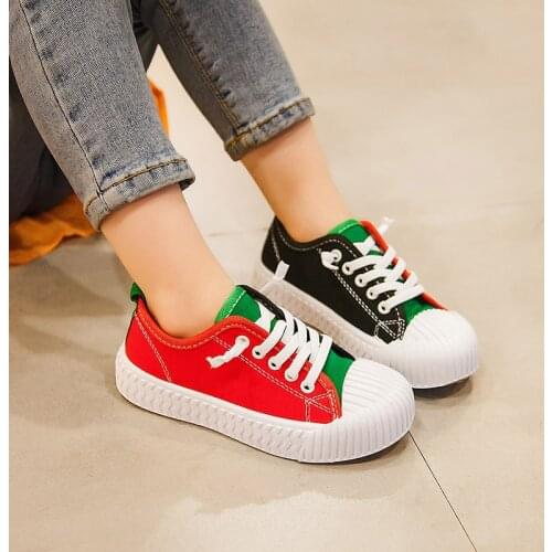 Color Matching Girls & Boys Canvas Shoes Breathable Fashion Kids Sneakers Children Sports Casual Shoes Size 25-36