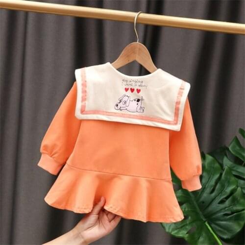 Baby Girls Dresses Children Autumn Winter Long-sleevees Cartoon Printed Ruffles Lovely Princess Party Tutu Dress Kids Clothes