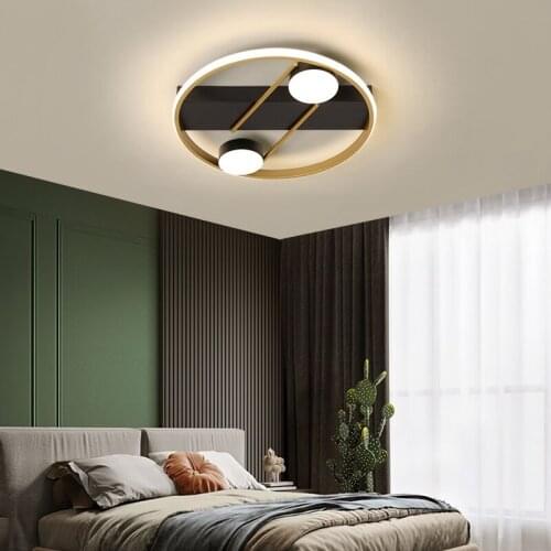Black Gold LED Ceiling Lights With Adjustable Brightness For Bedroom Living Room Kitchen Hall Lusure Lamps Apply To AC90-260V