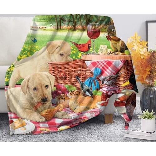 Upetstory Premium Blanket Cute Animal Dog Soft Comfortable Fall Sofa Throw Fleece Blanket School Nap Knee Blanket Quilt