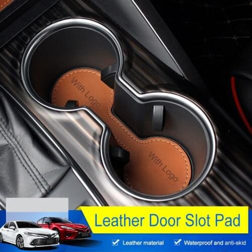QHCP PU Leather Car Gate Slot Cup Armrest Storage Pad Auto Door Groove Mat Non-slip Design Special For Toyota Camry 2018 14Pcs