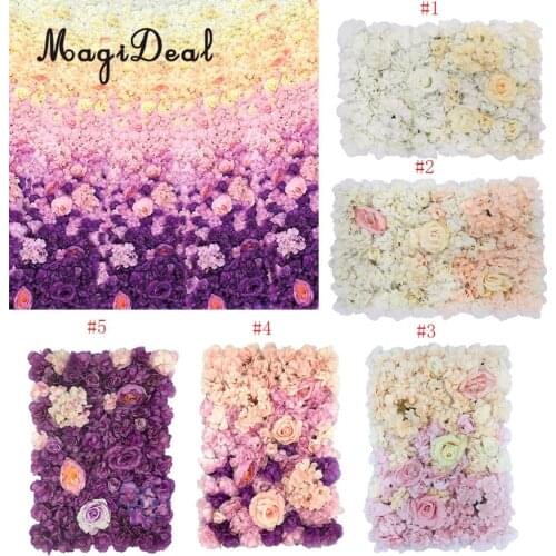 Romantic Artificial Flower Wall Panels Wedding Venue Roses Hydrangea Floral Decor Type A 5 Colors Choice