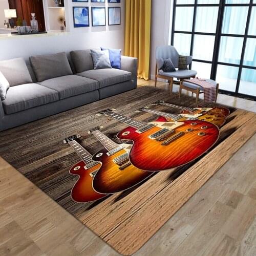 Modern Music Carpet Guitar 3D Printed Child Play Floor Mat Kids Room Game Area Rug Soft Flannel Children Gamer Large Area Carpet