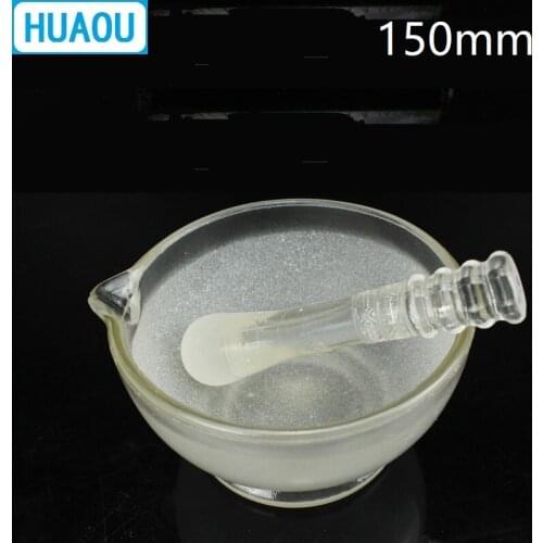 HUAOU 150mm Glass Mortar with Pestle Laboratory Chemistry Equipment
