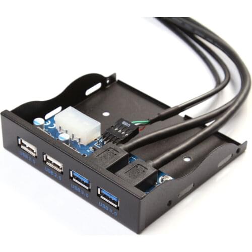 3.5" 20Pin to 2 USB 3.0 Port HUB + HD Audio PC Floppy Expansion Front Panel Rack