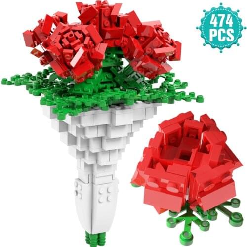 High-tech ideas Romantic Flower Rose Bouquet Building Blocks Assembly Toys Birthday Valentines Day Gift For Girlfriend