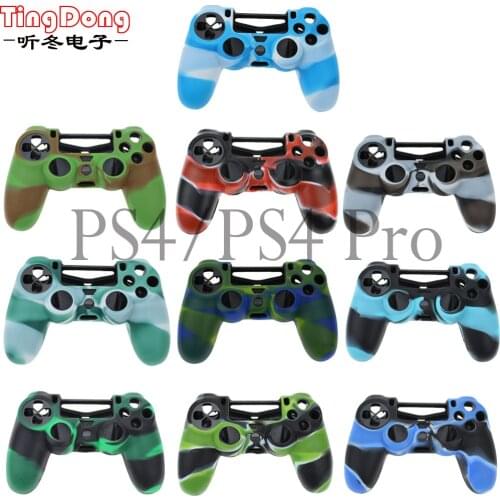TingDong Silicone Anti-Slip High Quality Protective Skin Case Green Style Joystick Case For PS4 Controller