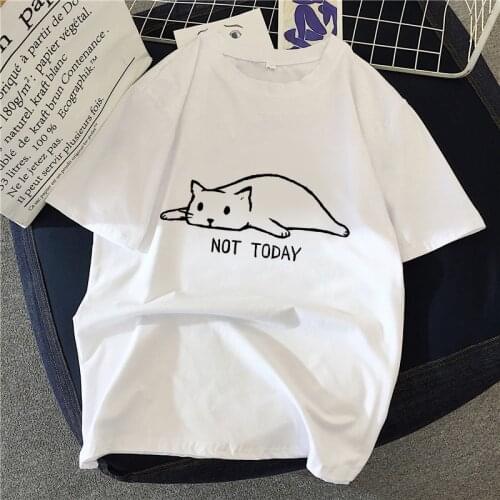90s Graphic Rock Top Tees Female Simple Brush Drawing Cat T Shirt Harajuku Vintage T-shirt Fashion Queen Womens T shirt