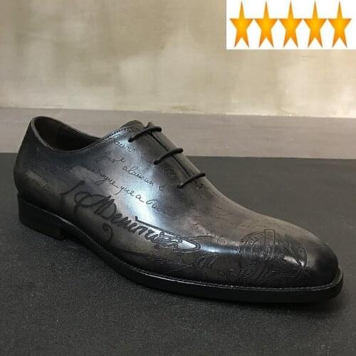 Real Cowhide Vintage Leather Handmade Men British Round Toe Business Dress Luxury Lace Up Formal Derby Shoes Flat