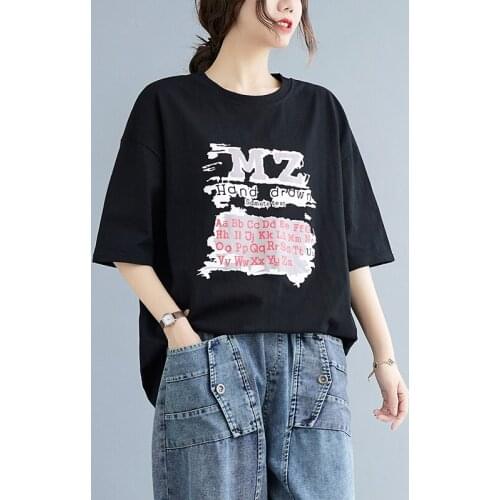 Print Letter Street Fashion tshirt 100% Cotton Loose Soft Women Tops Summer T Shirts All-match Girls Casual T Shirt Tees Shirts