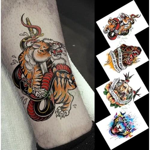 Waterproof Temporary Tattoo Sticker dragon sword tiger dog lion large size tatto flash tatoo fake tattoos for girl men women