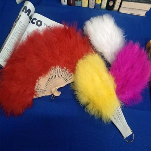 High quality Folding Fan Elegant Hand Held Fan Dance Props Show Wedding Halloween Decoration Party Gift Natural Feather