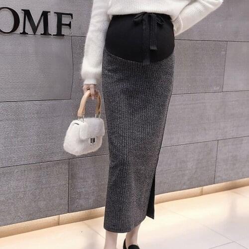 Maternity Dress Half-length Skirt New Autumn Pregnant Women Mid-length Trendy Mother Knitted Split Hip Skirt Autumn Winter