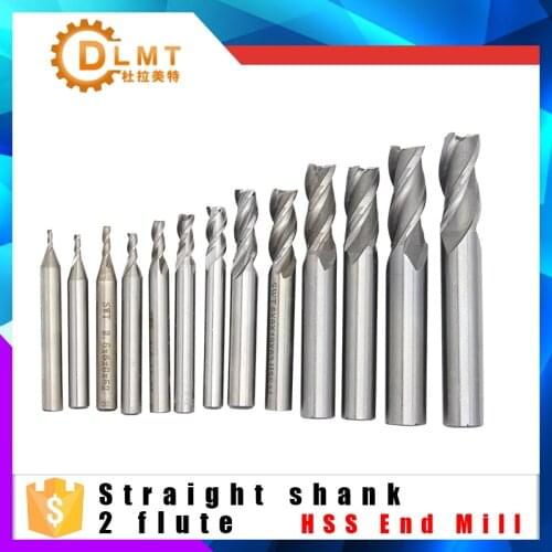 1PCS HSS CNC Straight Shank 2 Flute End Mill Cutter Drill Bit Metalworking Tool 1.5/2.5/5/7/9/11/13mm for Milling Machine