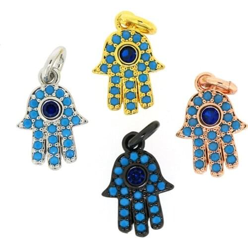10pcs DIY Jewelry Pendants Hand Gold Rose Gold Black CZ Cubic Zirconia Blue Fashion Connector