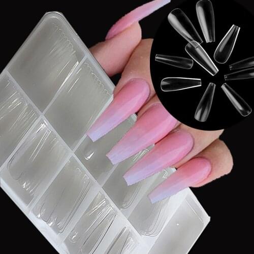 100pcs/box Fake Nail Artificial Press on Long Ballerina Clear/Natural/white free DIY False Coffin Nails Art Tips