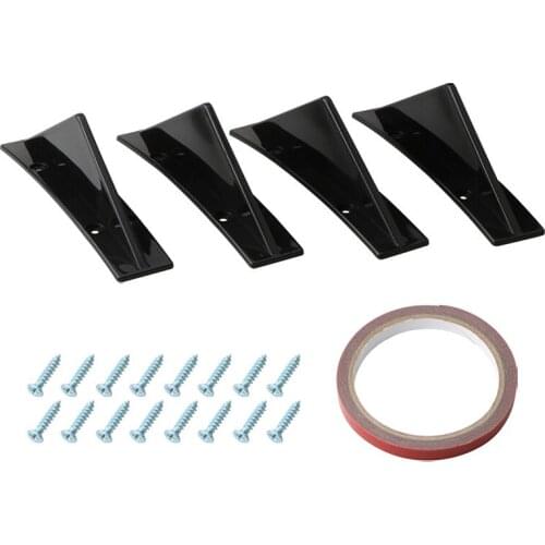 4pcs Car Auto Lip Spoiler Shark Fin Spliter Spoiler Chassis Protector Cover Kit Rear Bumper Deflector Diffuser Spoiler