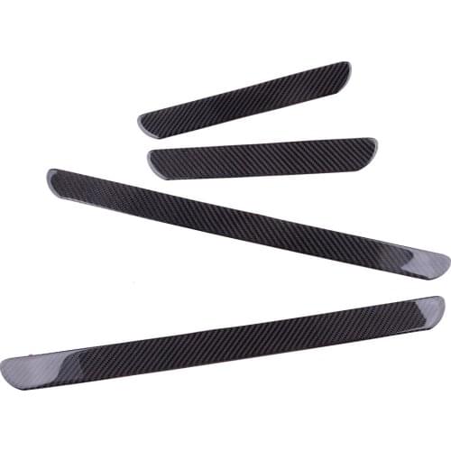 4Pcs/Set Universal Small & Middle Size Scuff Plate Door Sill Cover Panel Step Protector Guard Car Decor Black Carbon Fiber