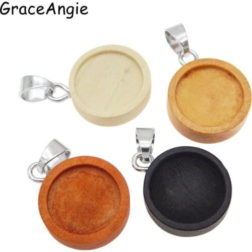 40pcs Wood Cameo Cabochon Necklace Pendant Jewelry Making 24*15mm inner 12mm Necklace Cameo Setting Tray Pendant Handmade Crafts