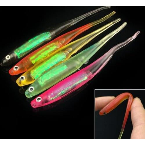 5pcs/lot Rainbow Needle Tail Soft Bait 10cm 3g Built-in Aluminum Foil Fishing Lures