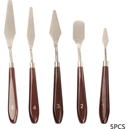 5 Pcs Stainless Steel Painting Knife Set Mixed Palette Scraper Spatula Gouache Oil Painting Tools Painting Blade Art Supplies
