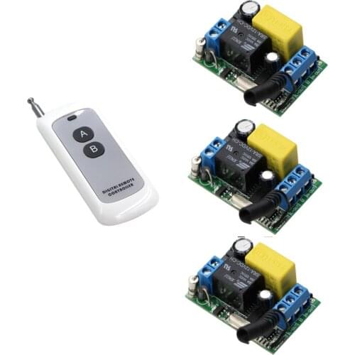 AC 220V 1CH Wireless Relay Remote Control Light Switch Radio Switch System Micro Receiver With A B Button Transmitter