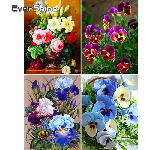 Evershine Diamond Embroidery Sale Flowers Cross Stitch 5D Diamond Painting Flower Rhinestones Pictures Diamond Art Home Decor