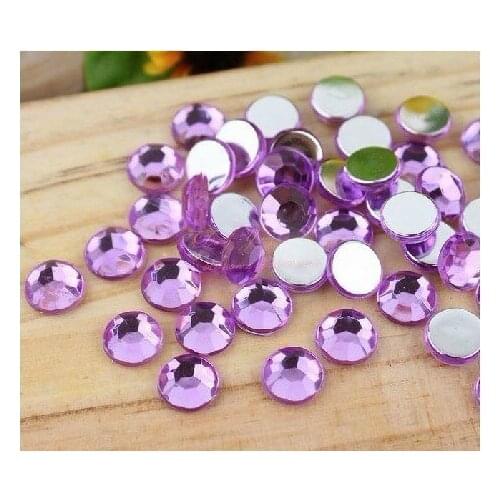 Free Shipping ! 1000 pcs/ lot Top quality 10mm Light Purple flatback Acrylic Rhinestone gem for Cloth shoe decoration accessary