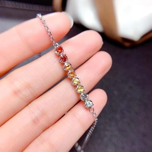 2021 graceful natural colorful sapphire bracelet for women jewelry natural gem real 925 silver girl birthday gift birthstone