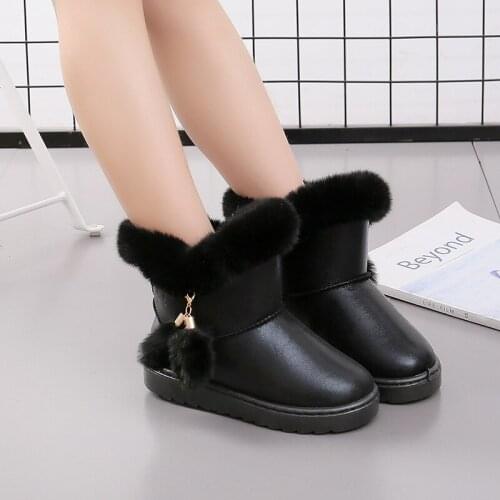 Childrens Boots Girls Boots New Winter Shoes Plus Velvet Winter Shoes Warm Snow Cotton Waterproof Solid Boots Size 25-36 Bling