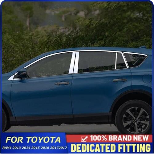 For Toyota RAV4 2013 2014 2015 2016 2017 Car Window Center Pillar B+C Pillar Post Cover Trims Molding Stickers 10Pcs/Set