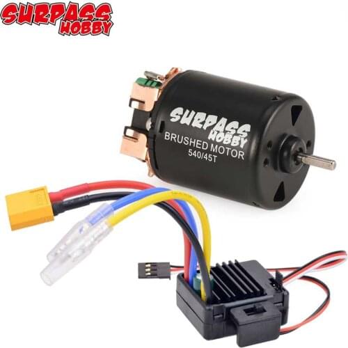 Surpass Hobby WP-1060 60A T XT60 ESC w/540 13T 17T 21T 27T 35T 45T 55T 80T Brushed Motor for 1:10 1:12 RC Car Crawler Truck