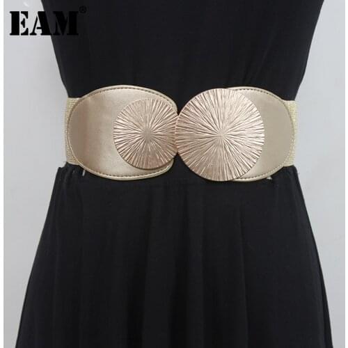 [EAM] Pu Leather Multi Color Elastic Split Joint Belt Personality Women New Fashion Tide All-match Spring Autumn 2021 1DD7965