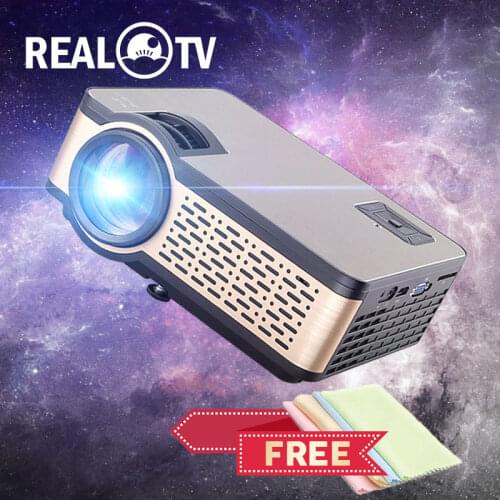 REAL TV W5 Mini LCD Projector 4000 Lumens Android WIFI Bluetooth Portable Home Theater Support 1080p 3D Smart phone with Gift