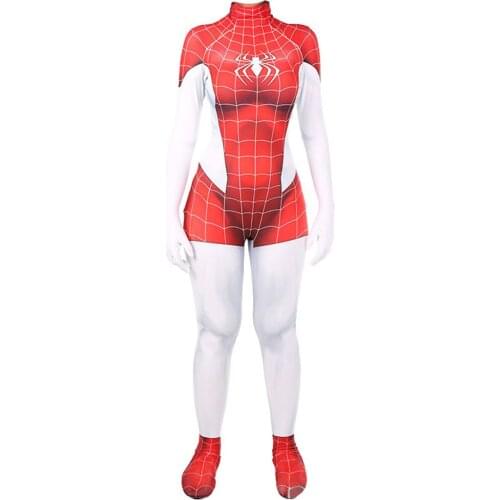 Girls/Women Red Superhero Costume Cosplay Halloween Costume Lycra Fullbody Zentai Suit Costume for Adult Kids