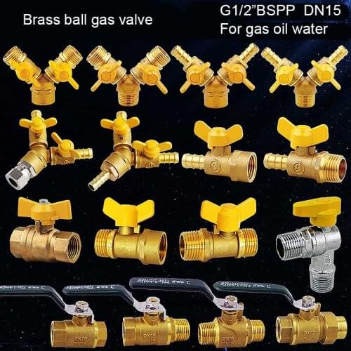 Brass Ball Gas Valve G1/2" BSPP For Gas Liquid Water ON/OFF Gas Valve