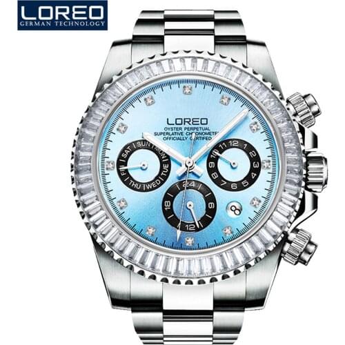 LOREO Sport Diving 200M Waterproof Mechanical Watch Mens Top Brand Luxury Sapphire Stainless Steel Luminous Automatic Watches