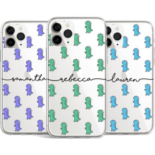 Maifengge Personalised Cute Dinosaur T Rex Dino Clear phone Case For iPhone 11 12 Pro Max mini 6s Plus 7 8 X Xs max Xr