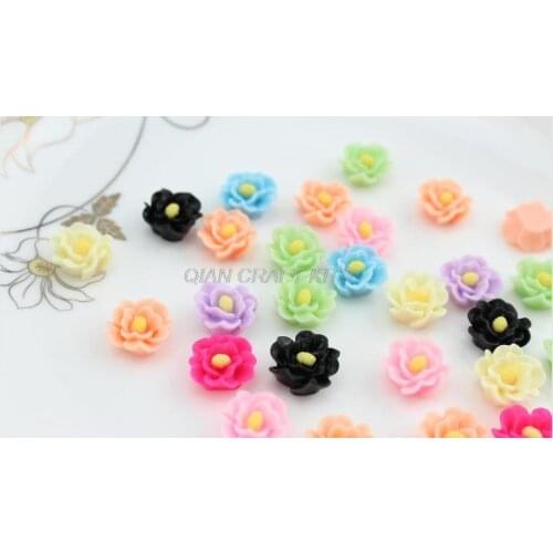 200pcs hand paint matte rose resin flower Decoden Supplies cabochons mixed colors 14mm hand paint matt flower