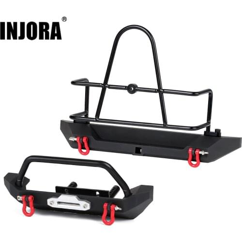 INJORA Metal Front Rear Bumper with Tow Hook for 1/10 RC Crawler Axial SCX10 90046 SCX10 III AXI03007 Upgrade Parts