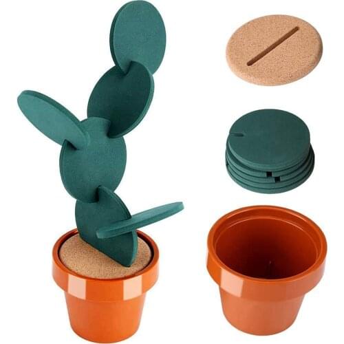 Cactus Shaped Coaster Set Heat Insulation Cup Holders Coasters Home Bar Multifunctional Insulated Coaster Decorative Flowerpot