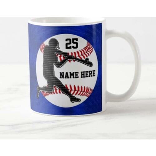 Name and Number Baseball Gifts for Players Coffee Mug Children Tea Cup Sweet Funny Mugs Cups for Girlfriend Boyfriend Novelty Va