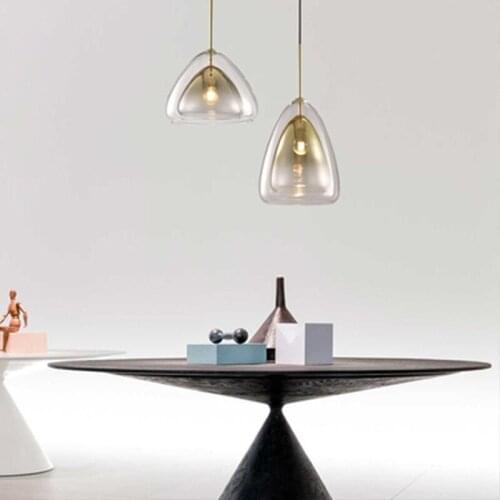Nordic restaurant Pendant lights modern simple luxury glass post modern creative bar coffee shop bedside pendant lamp