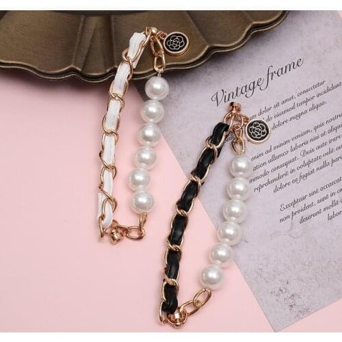 New diy mobile phone case jewelry leather mobile phone anti-fall pearl bracelet fashion female mobile phone chain accessories