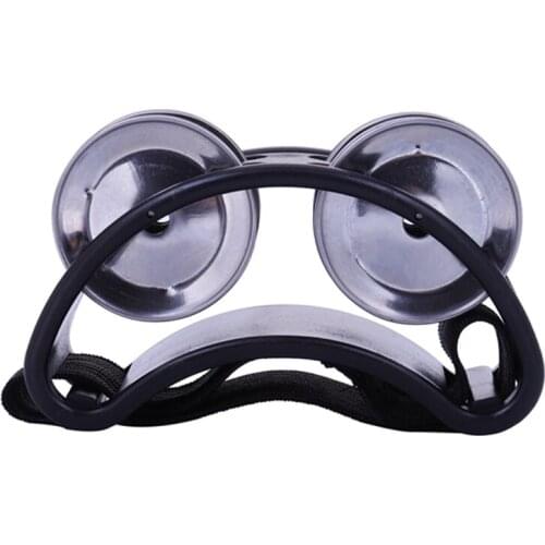 Foot Tambourine Percussion with Steel Jingles for Cajon & Guitar Players black