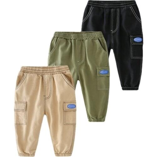 Autumn Children Clothing Boys and Children Solid Color Overalls Casual Pants Children Boys Trousers